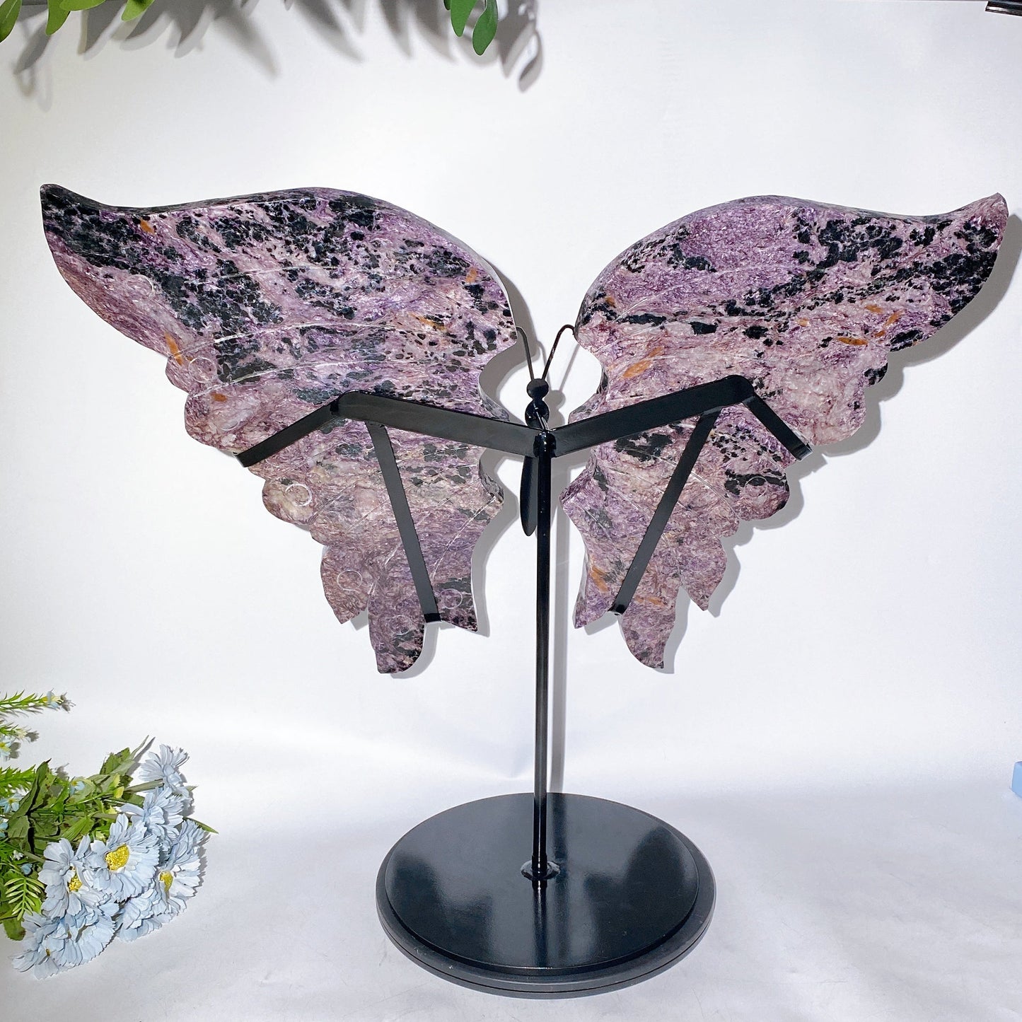 Large Unique Charoite with Calcite Butterfly Wings with Stand Crystal Healing Bulk Wholesale
