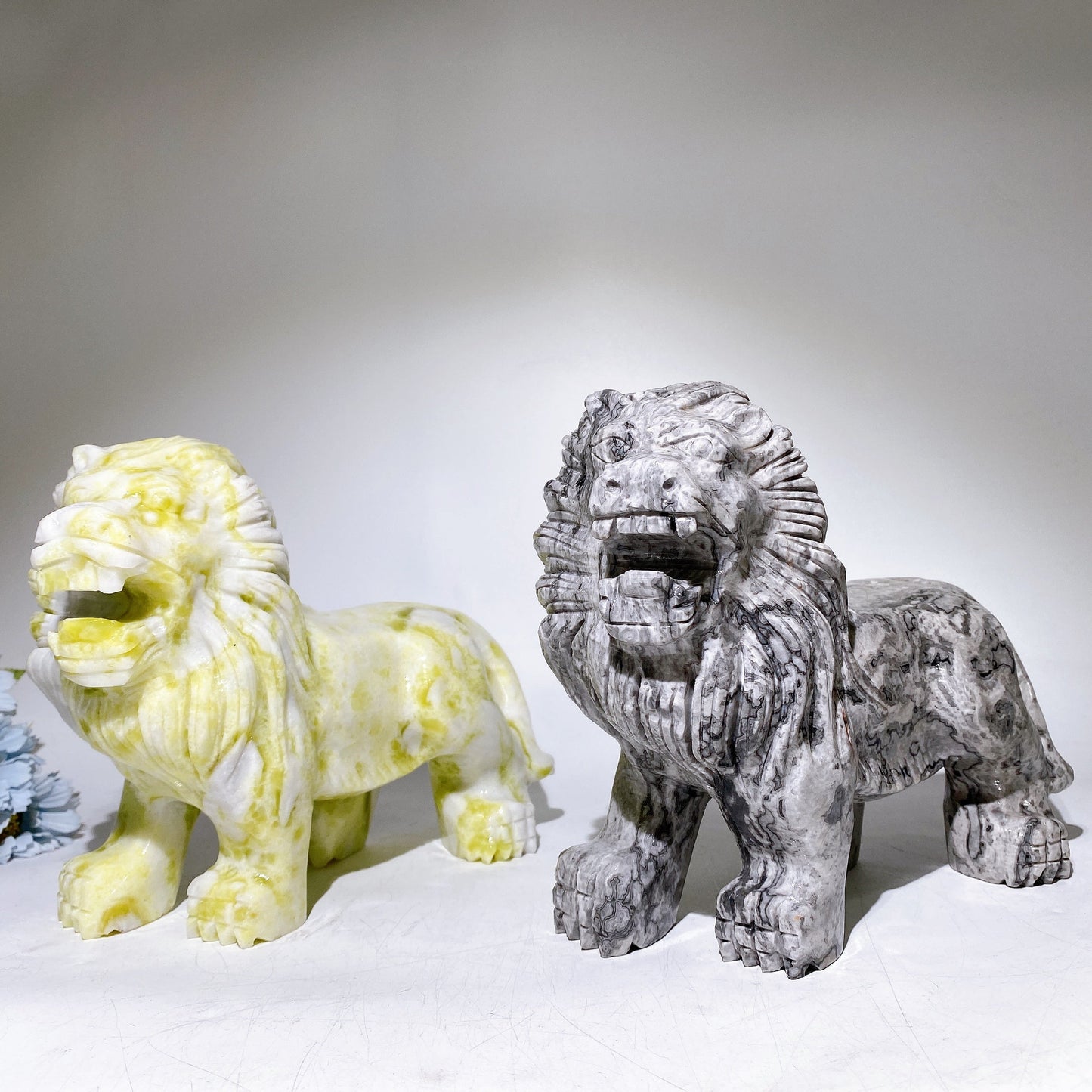 20cm Serpentine Picasso Stone Lion Carving Crystal Healing Bulk Wholesale