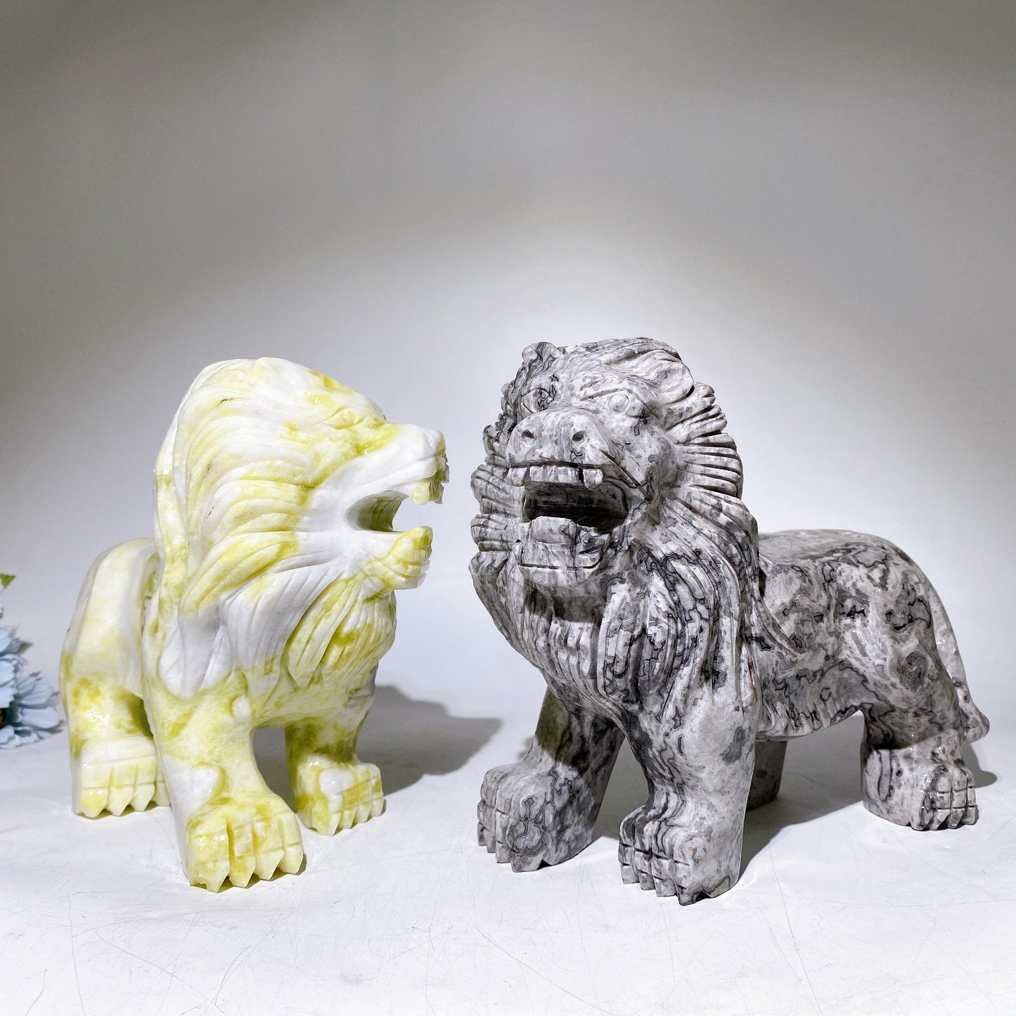 20cm Serpentine Picasso Stone Lion Carving Crystal Healing Bulk Wholesale