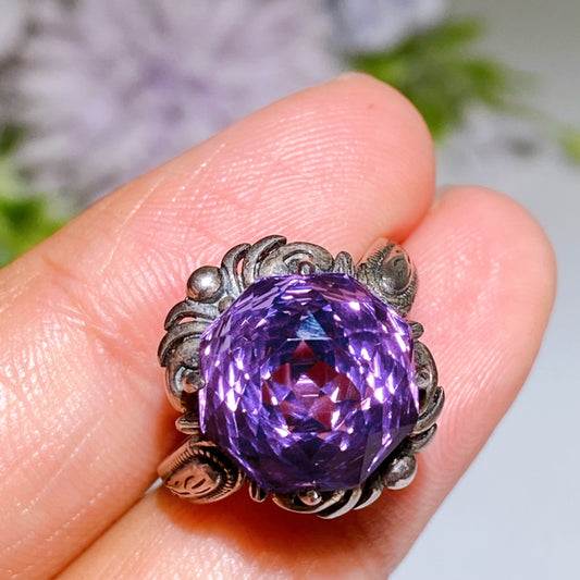 Sterling Silver Faceted Amethyst Ring Crystal Healing Bulk Wholesale