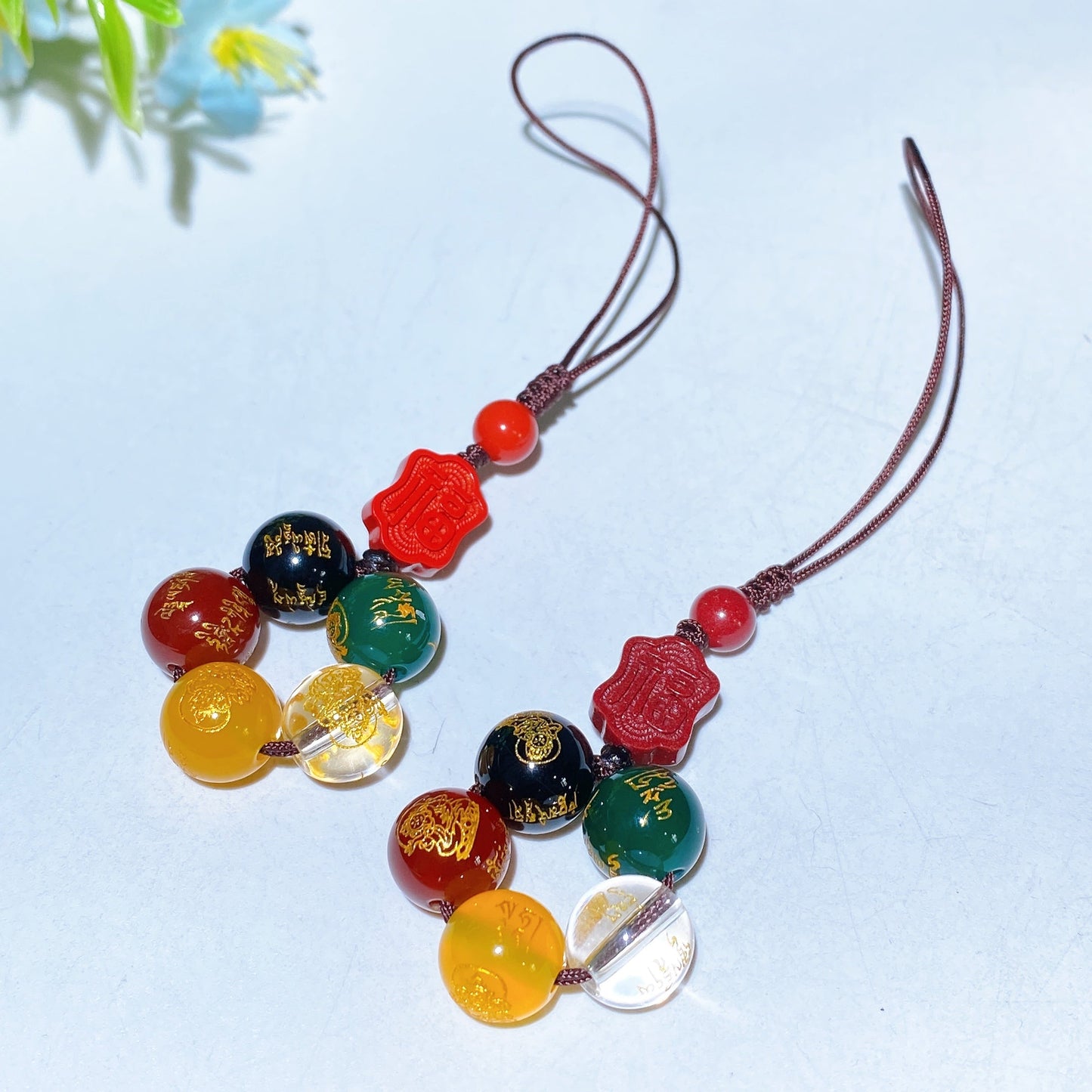 Cinnabar Crystal with Printing Bag Cellphone Hanging Ornament Crystal Healing Bulk Whoelsale