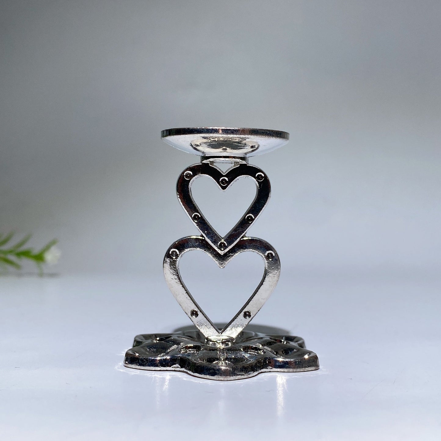 5cm Metal Double Heart Decor Stand Crystal Healing Bulk Wholesale