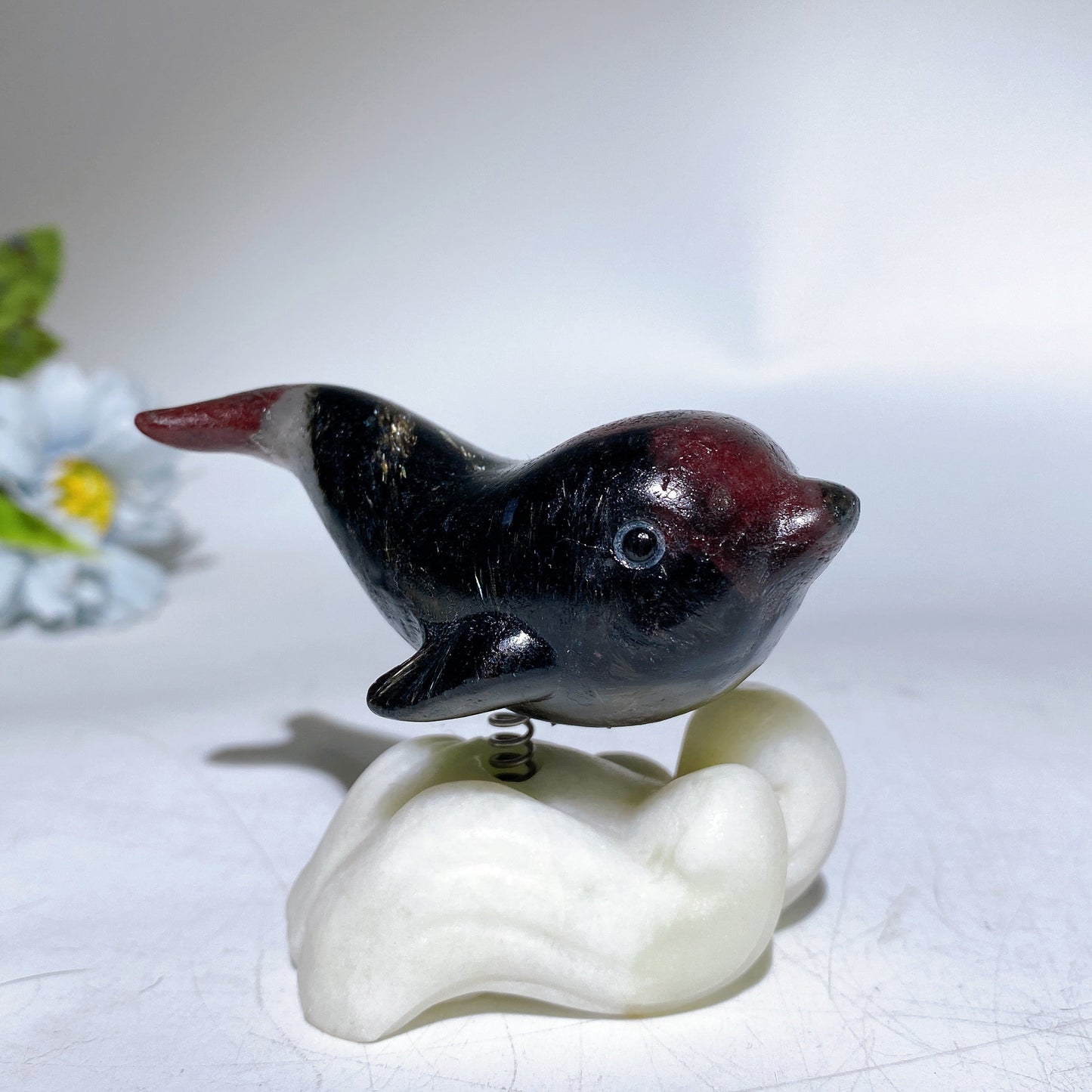 2.9" Crystal Dolphin Carving with Jade Base Crystal Healing Bulk Wholesale