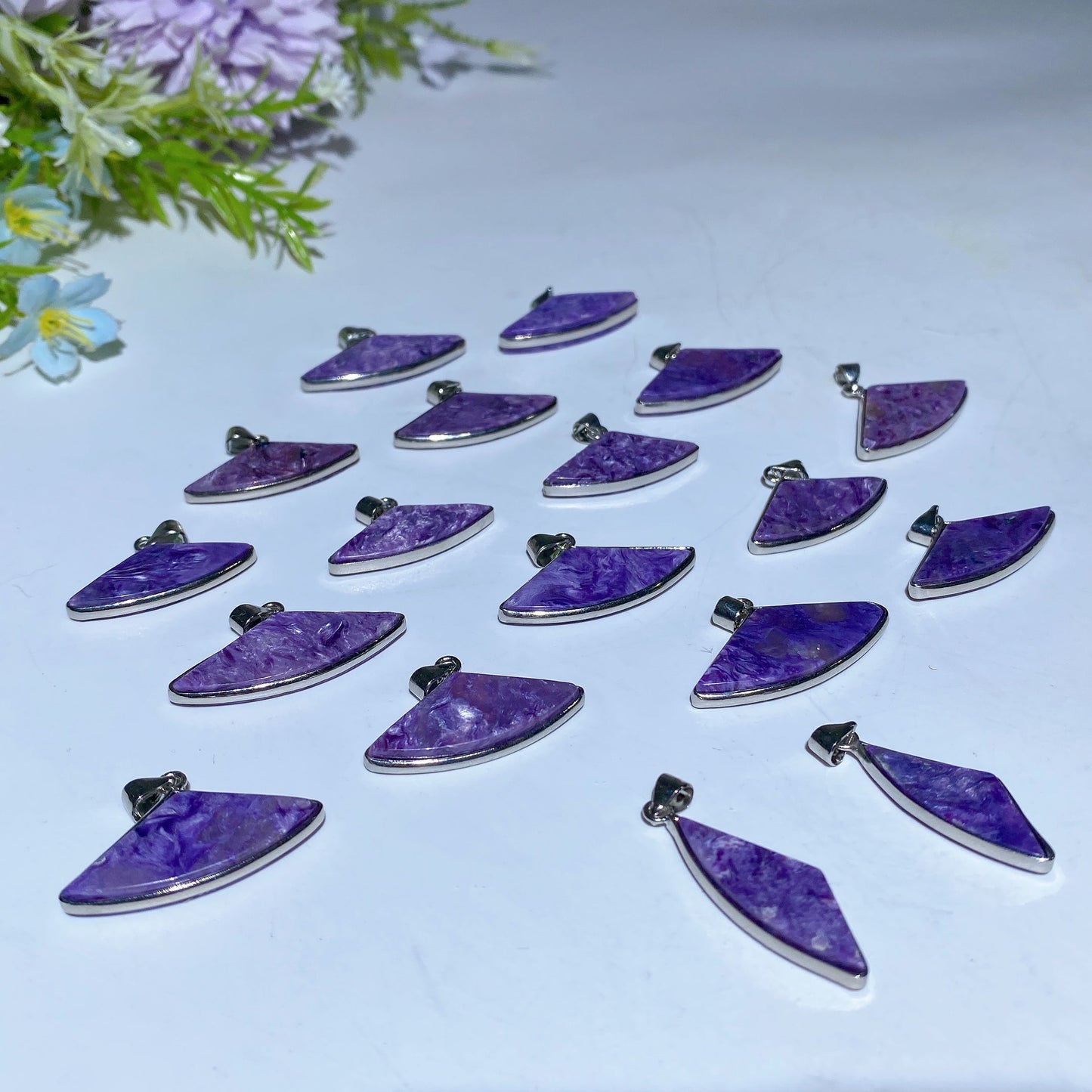 Charoite Fan Shape Pendant Crystal Healing Bulk Wholesale