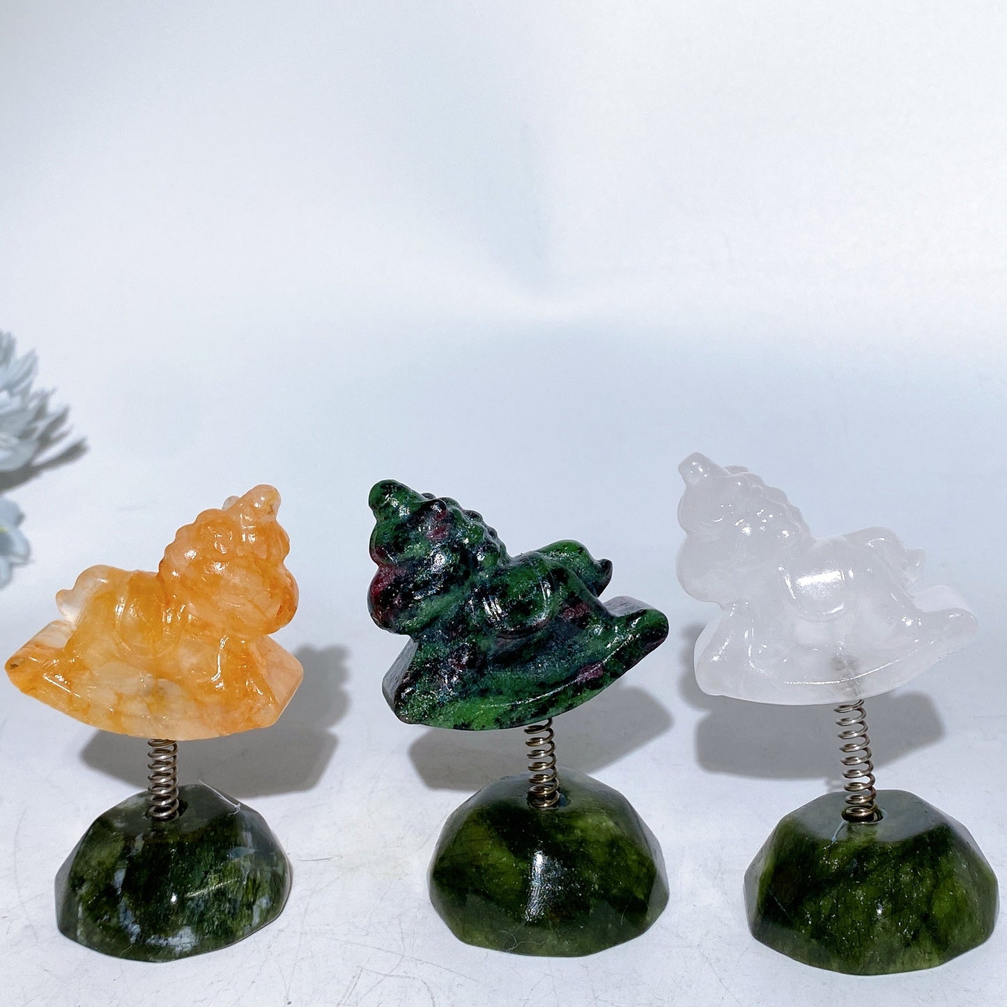 3.2" Crystal Unicorn with Serpentine Base Crystal Healing Bulk Wholesale