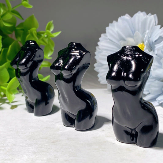 2.0" Black Obsidian Woman Moel Body Carvings Bulkl Wholesale