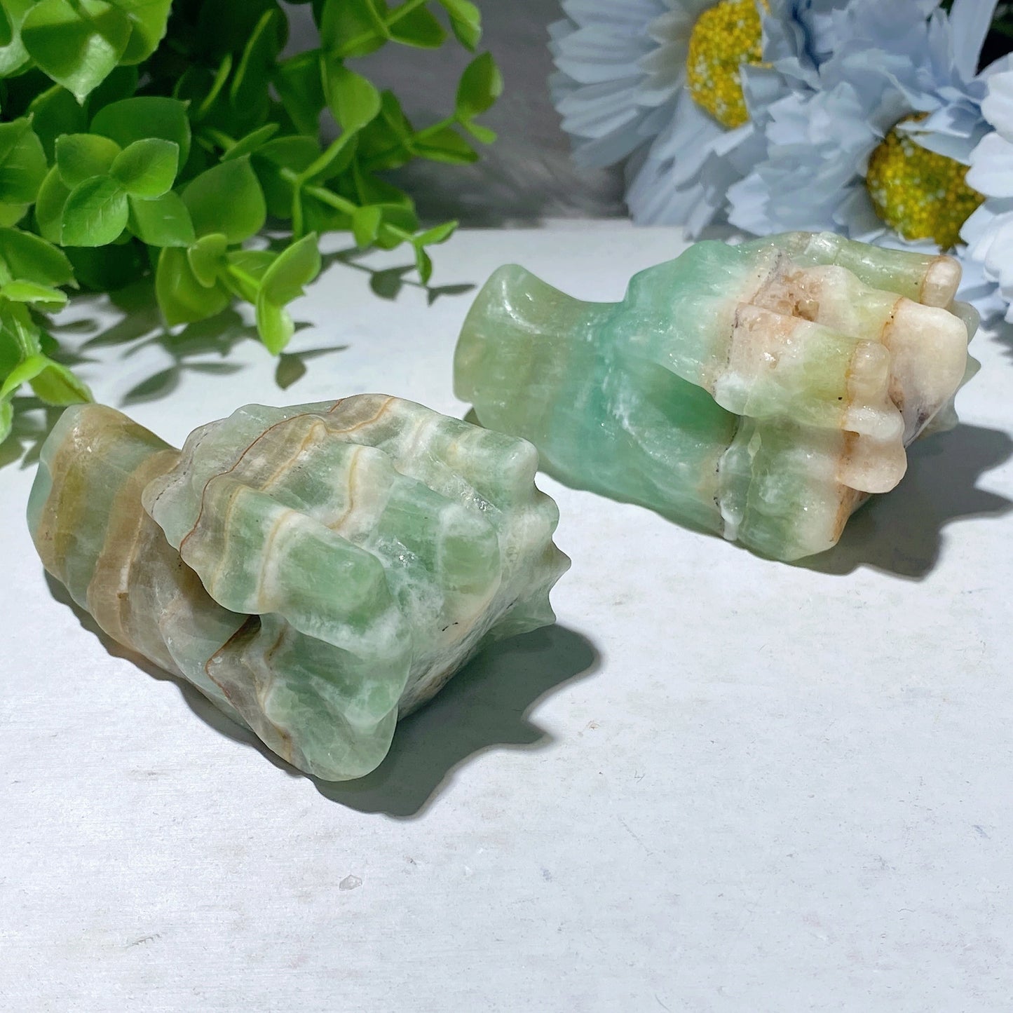 2.8" Caribbean Calcite Dragon Head Carvings Bulk Wholesale