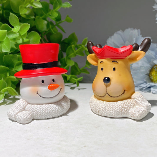 2.1" Resin Deer Snowman Sphere Stand for Christmas Bulk Wholesale