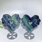 Rainbow Fluorite Heart Carving with Stand Crystal Healing Bulk Wholesale