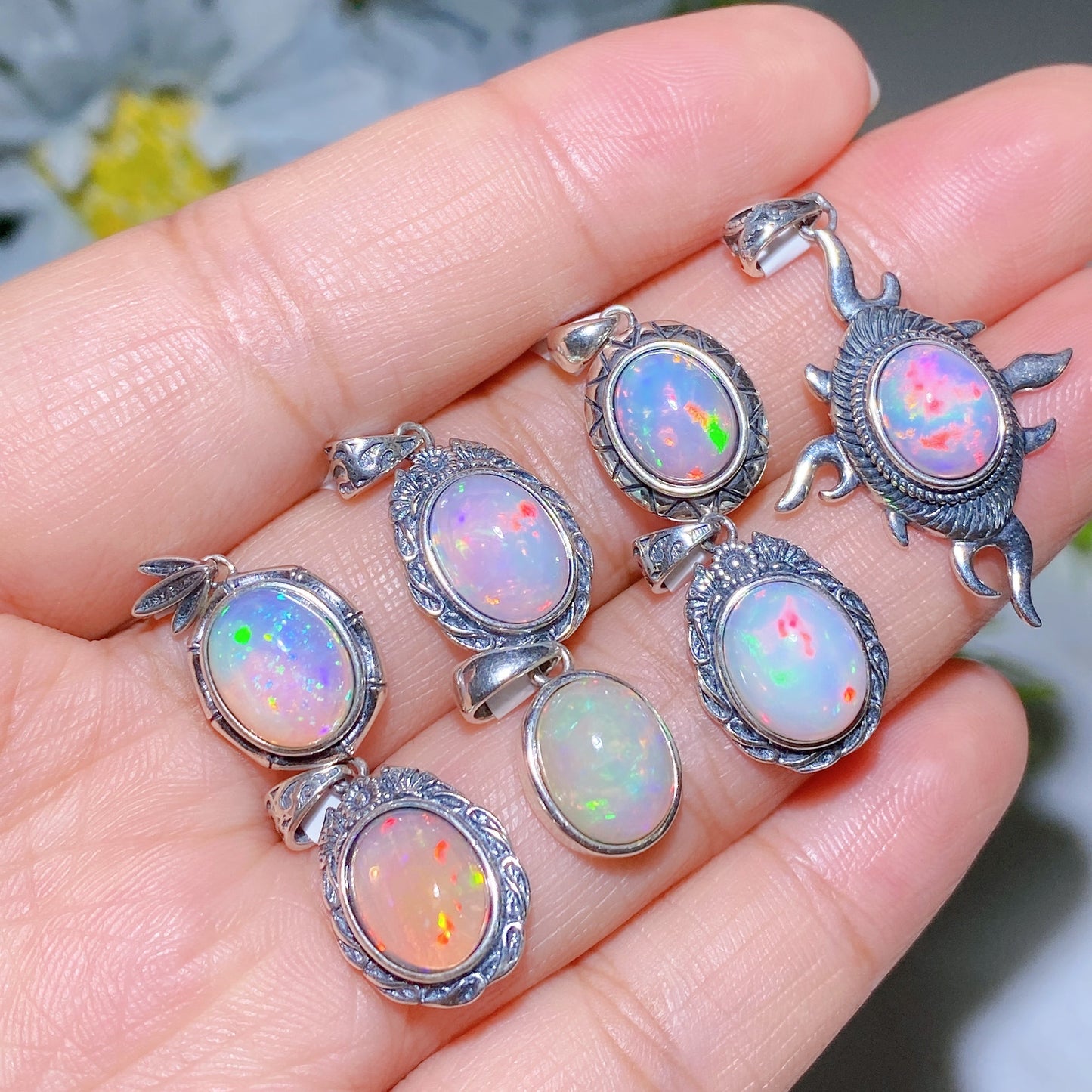 Sterling Silver S925 Natural Opal Pendant Crystal Healing Bulk Wholesale