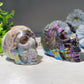 3.2"-4.0" Aura Druzy Zinc Skull Carvings Bulk Wholesale