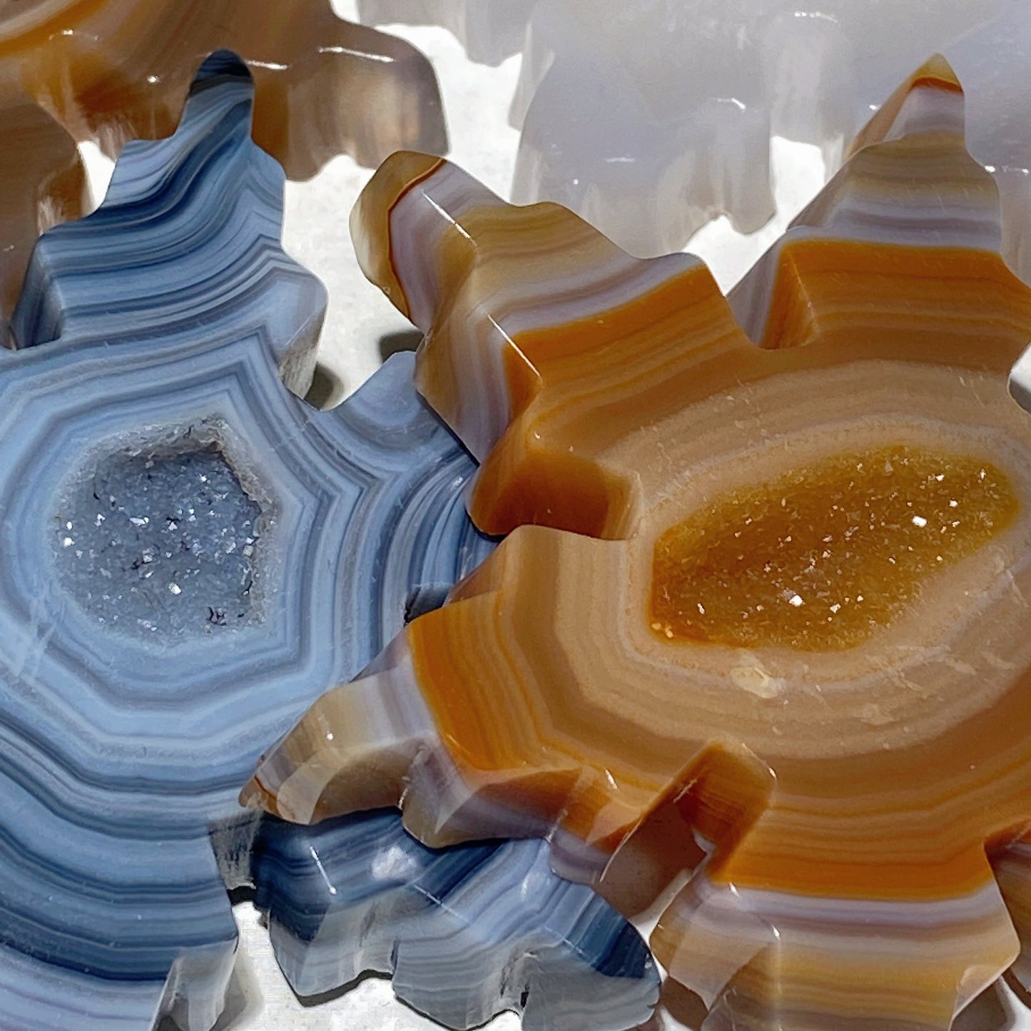 3.0" Druzy Agate Snowflake Carvings Bulk Wholesale