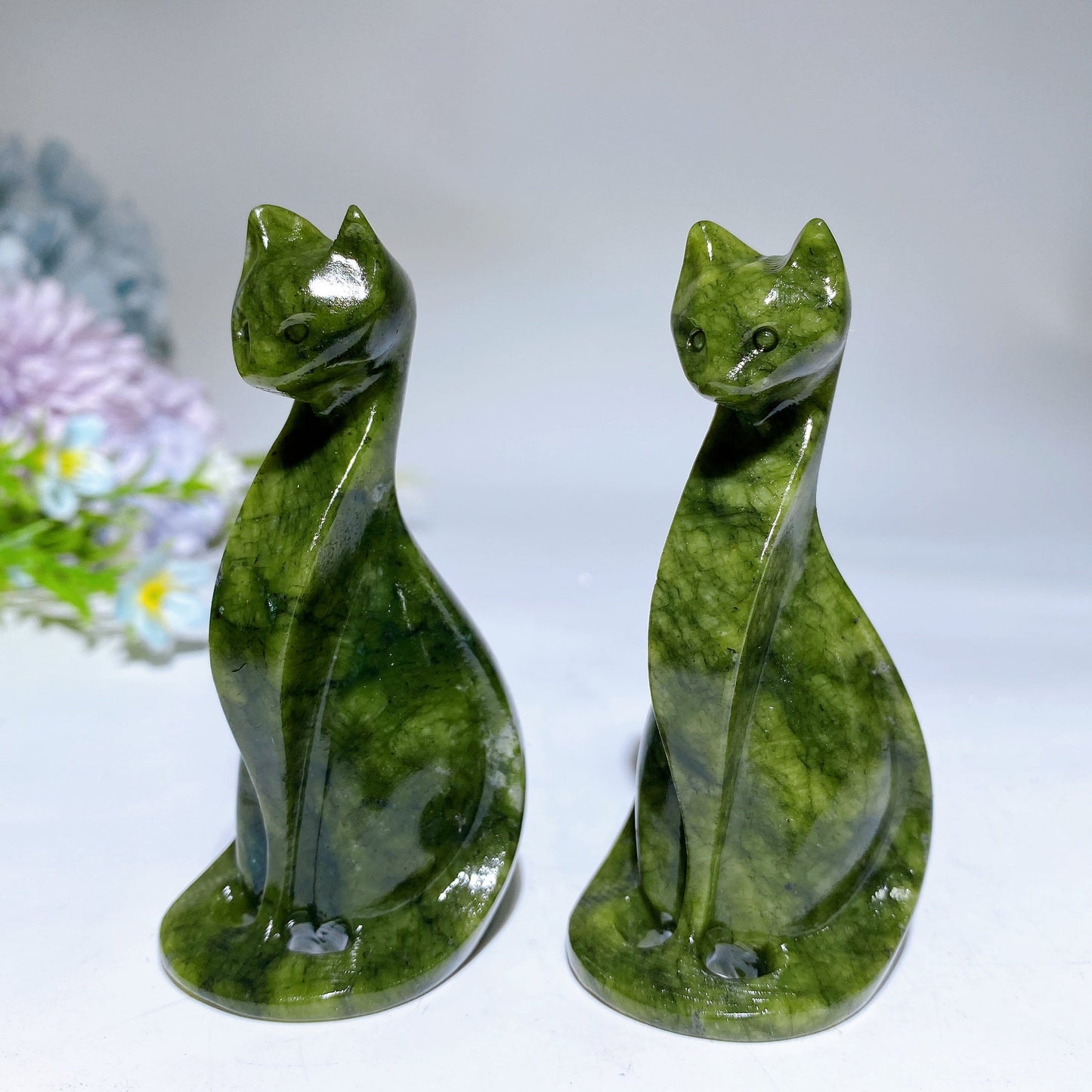 3.1" Serpentine Cat Carving Crystal Healing Bulk Wholesale