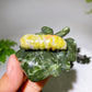 2.7" Crystal Silkworm on Serpentine Leaf Carving Crystal Healing Bulk Wholesale