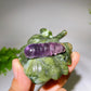2.7" Crystal Silkworm on Serpentine Leaf Carving Crystal Healing Bulk Wholesale