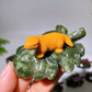 2.7" Crystal Dinosaur on Leaf Carving Crystal Healing Bulk Wholesale