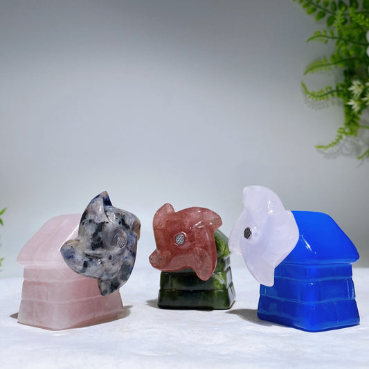 2.0" Crystal Windmill House Carving Crystal Healing Bulk Wholesale