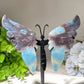 3.5" Black Agate Trolleite Butterfly Wings Carving with Stand Bulk Wholesale