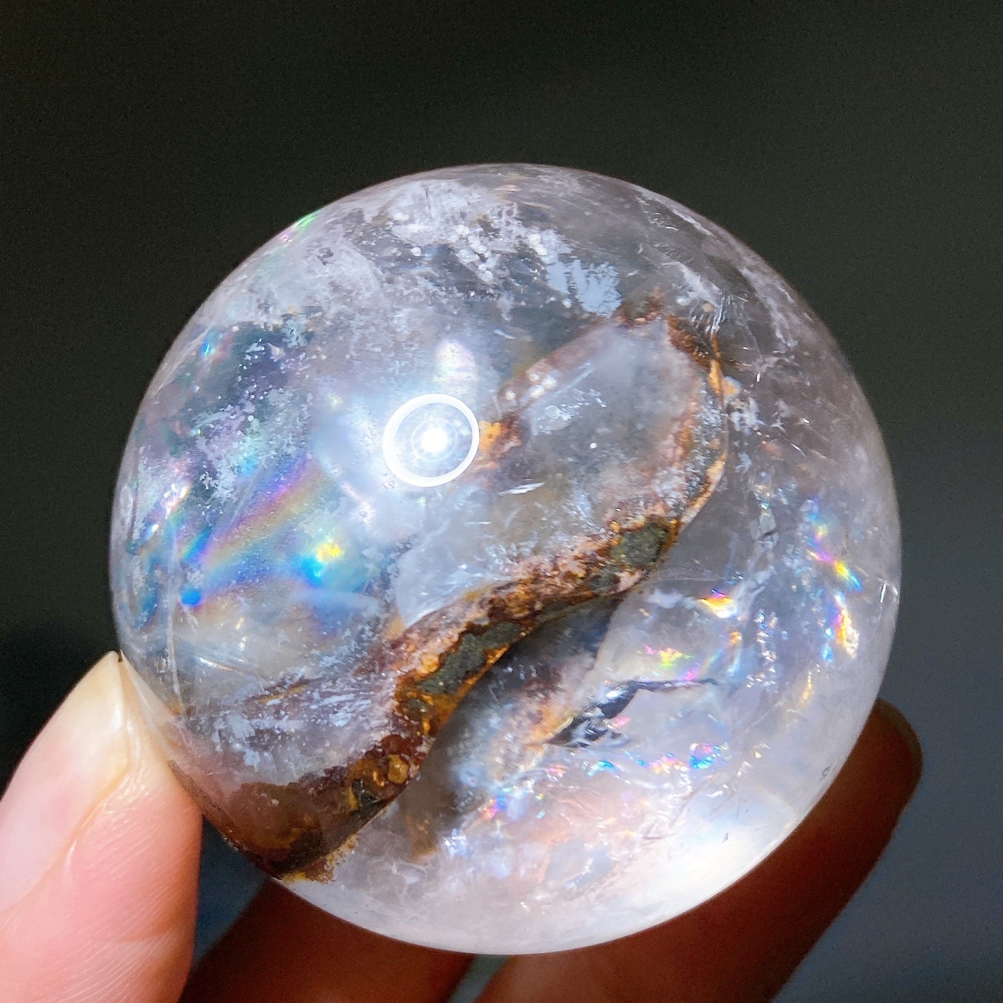 50mm Unique Strong Rainbow with Inclusion Quartz Sphere Crystal Healing Bulk Wholesale