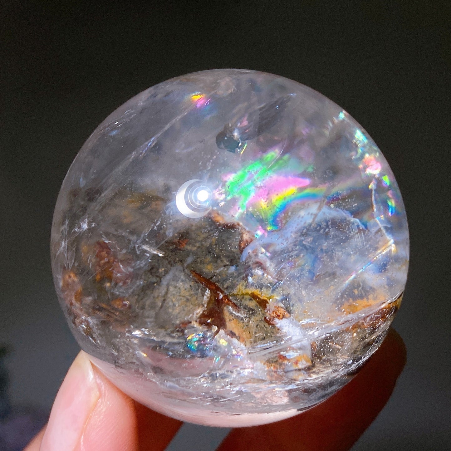 50mm Unique Strong Rainbow with Inclusion Quartz Sphere Crystal Healing Bulk Wholesale