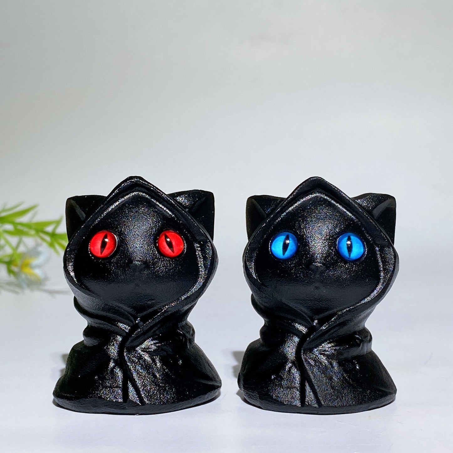 2.0" Black Obsidian Halloween Cat Carving Crystal Healing Bulk Wholesale