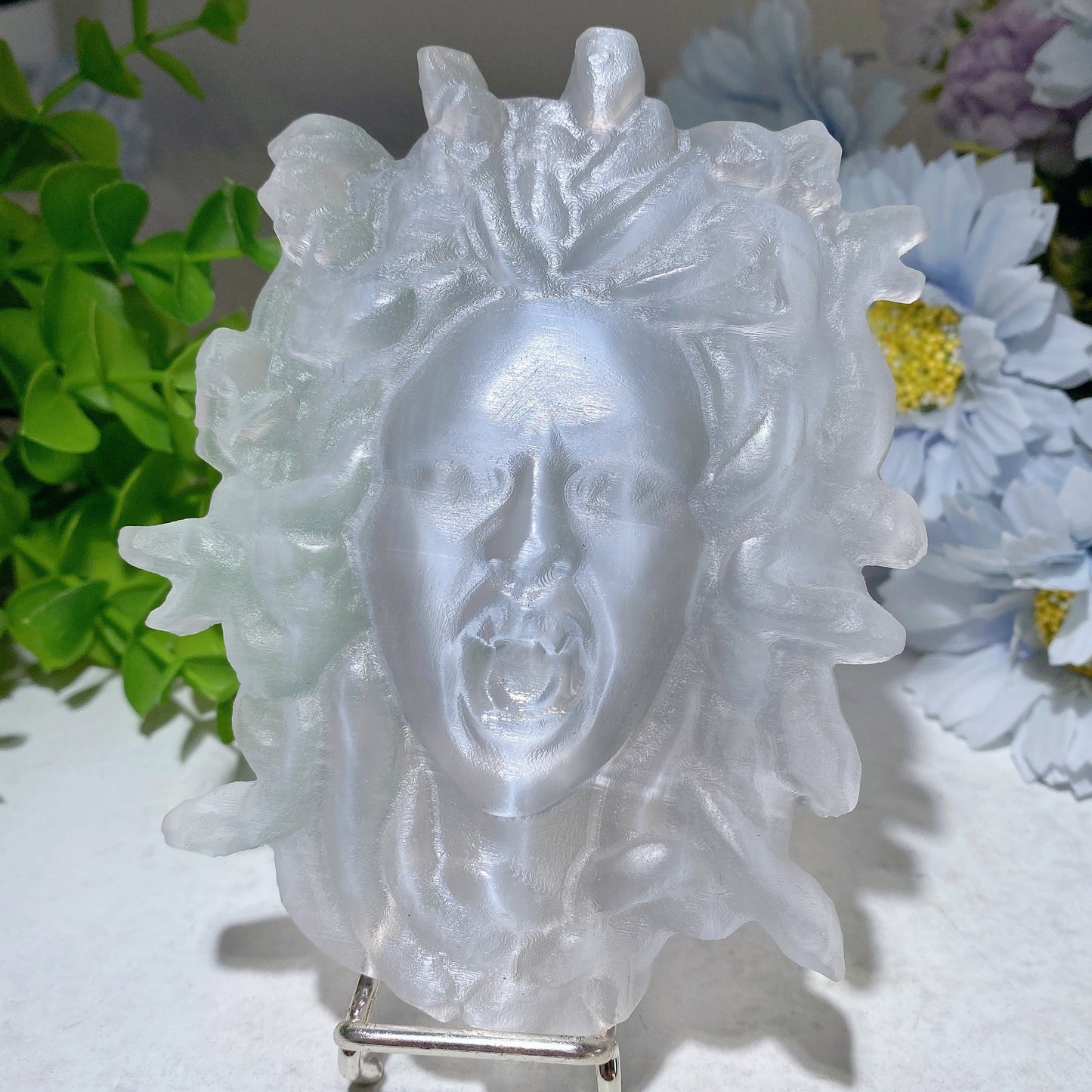 4.6" Selenite Slab Medusa Carvings Bulk Wholesale