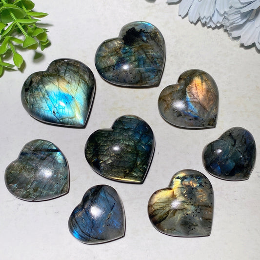 1.2"-2.0" Labradorite Heart Carvings Bag Bulk Wholesale