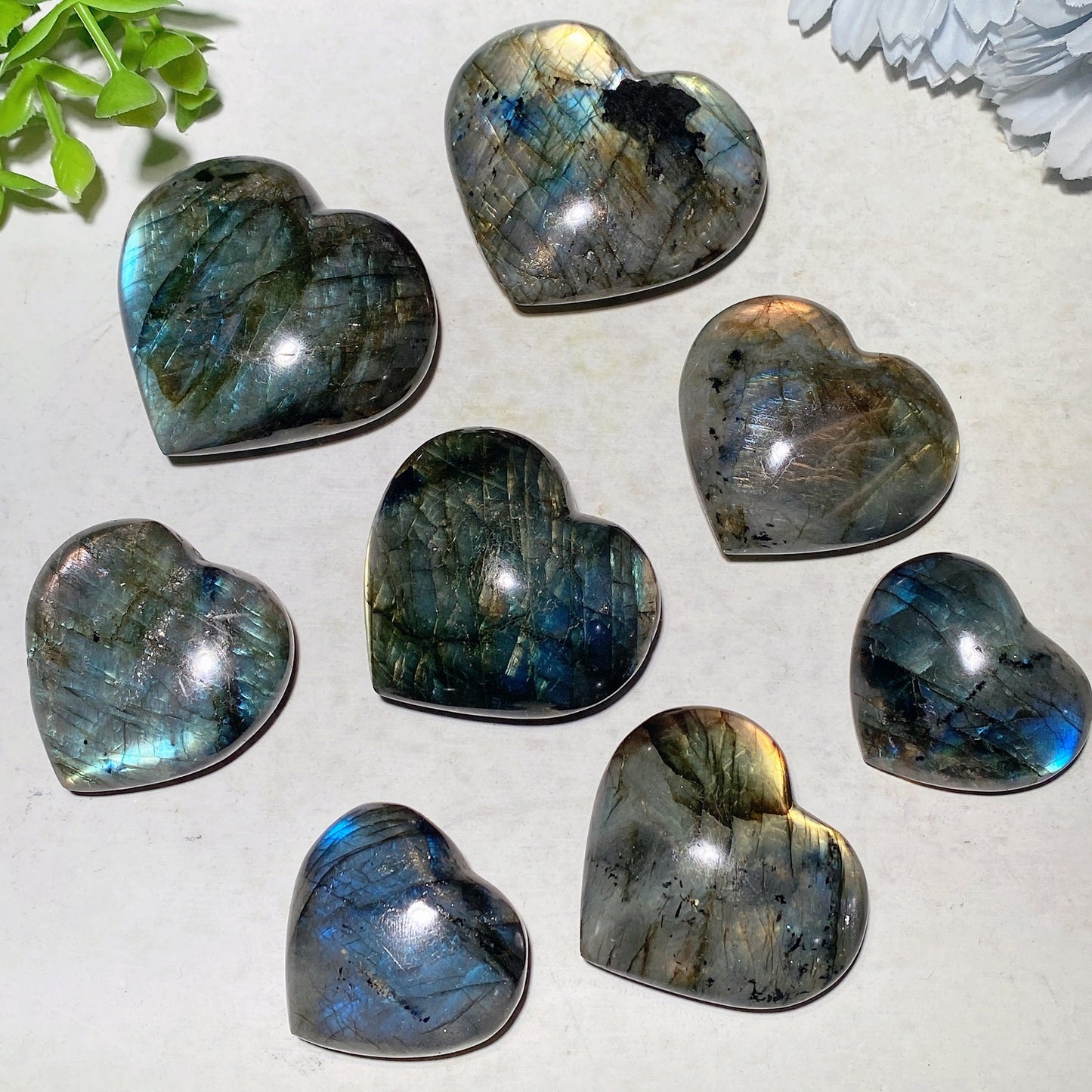 1.2"-2.0" Labradorite Heart Carvings Bag Bulk Wholesale