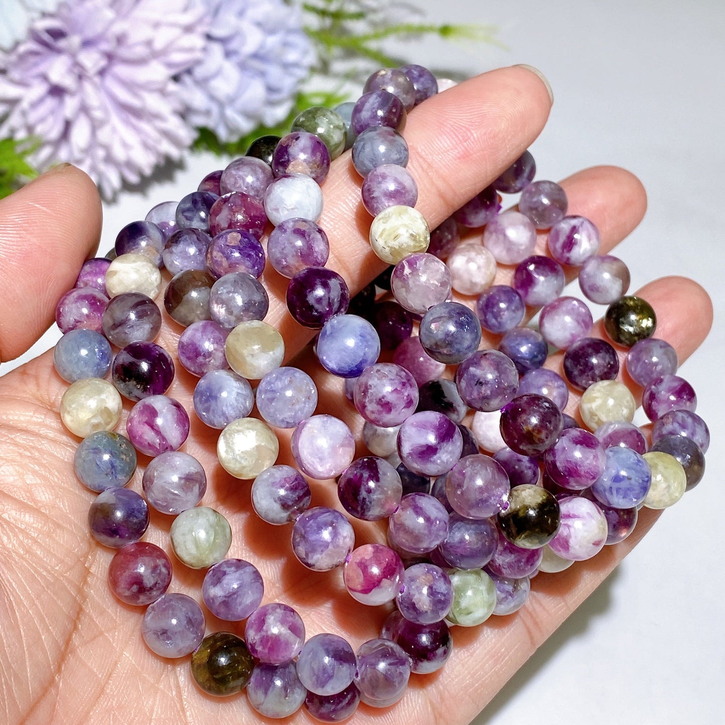8mm Purple Mica Bracelet Crystal Healing Bulk Wholesale