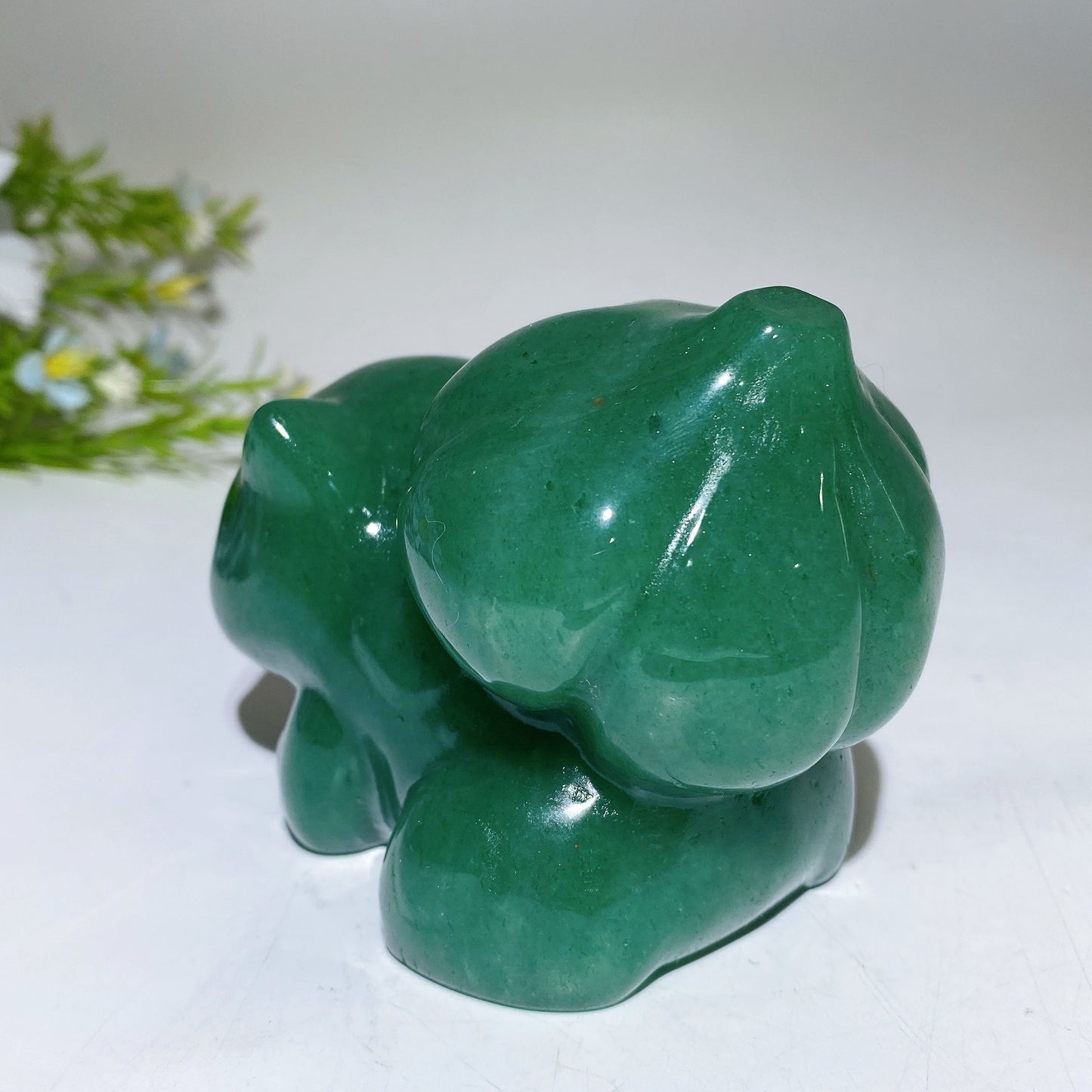 3.8" Green Aventurine Bulbasaur Pokemon Carving Crystal Healing Bulk Wholesale