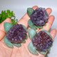 2.0" Amethyst Cluster Green Aventurine Turtle Carving Crystal Healing Bulk Wholesale