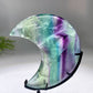 Unique Hand Carved Rainbow Fluorite Moon with Stand Crystal Healing Bulk Wholesale