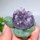 2.0" Amethyst Cluster Green Aventurine Turtle Carving Crystal Healing Bulk Wholesale
