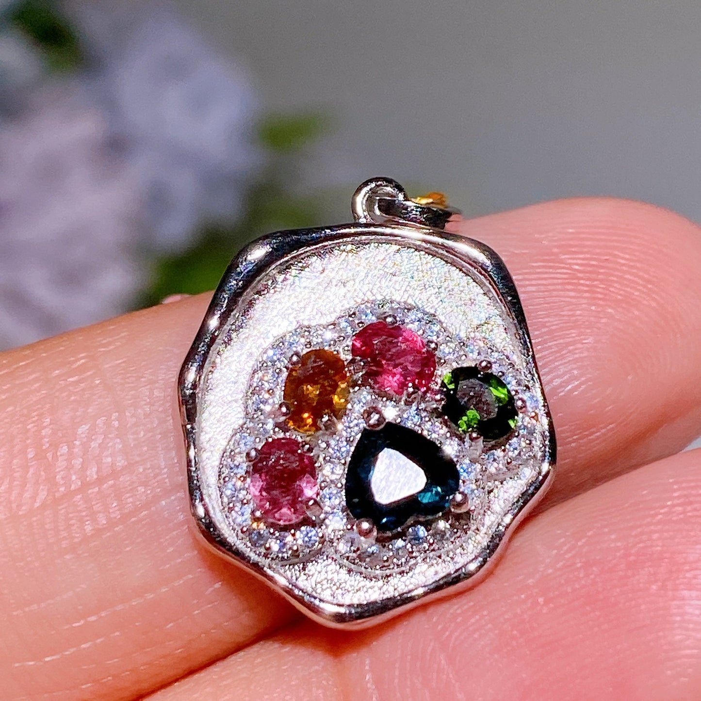 925 Silver Rainbow Tourmaline Paw Pendant Crystal Healing Bulk Wholesale