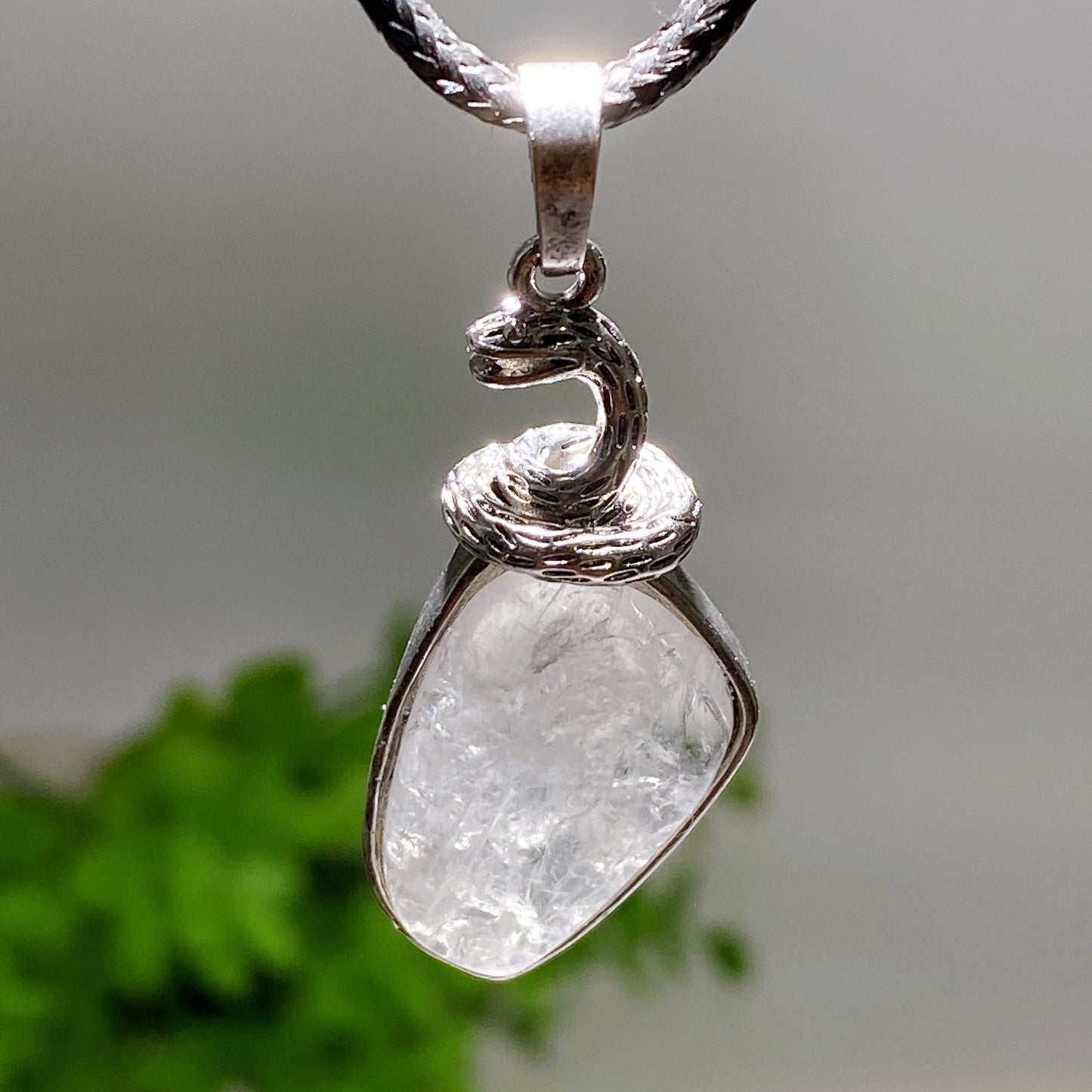 Crystal Pendant with Silver Snake Decor Crystal Healing Bulk Wholesale