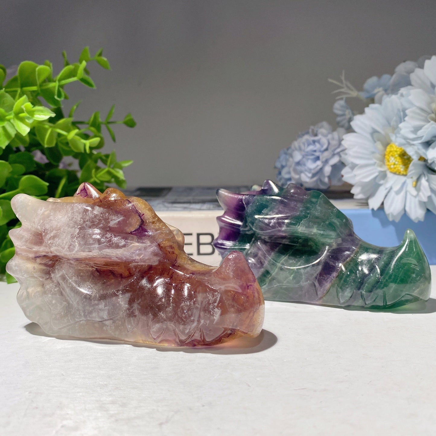 3.7" Fluorite Dragon Head Carvings Bulk Whoelsale