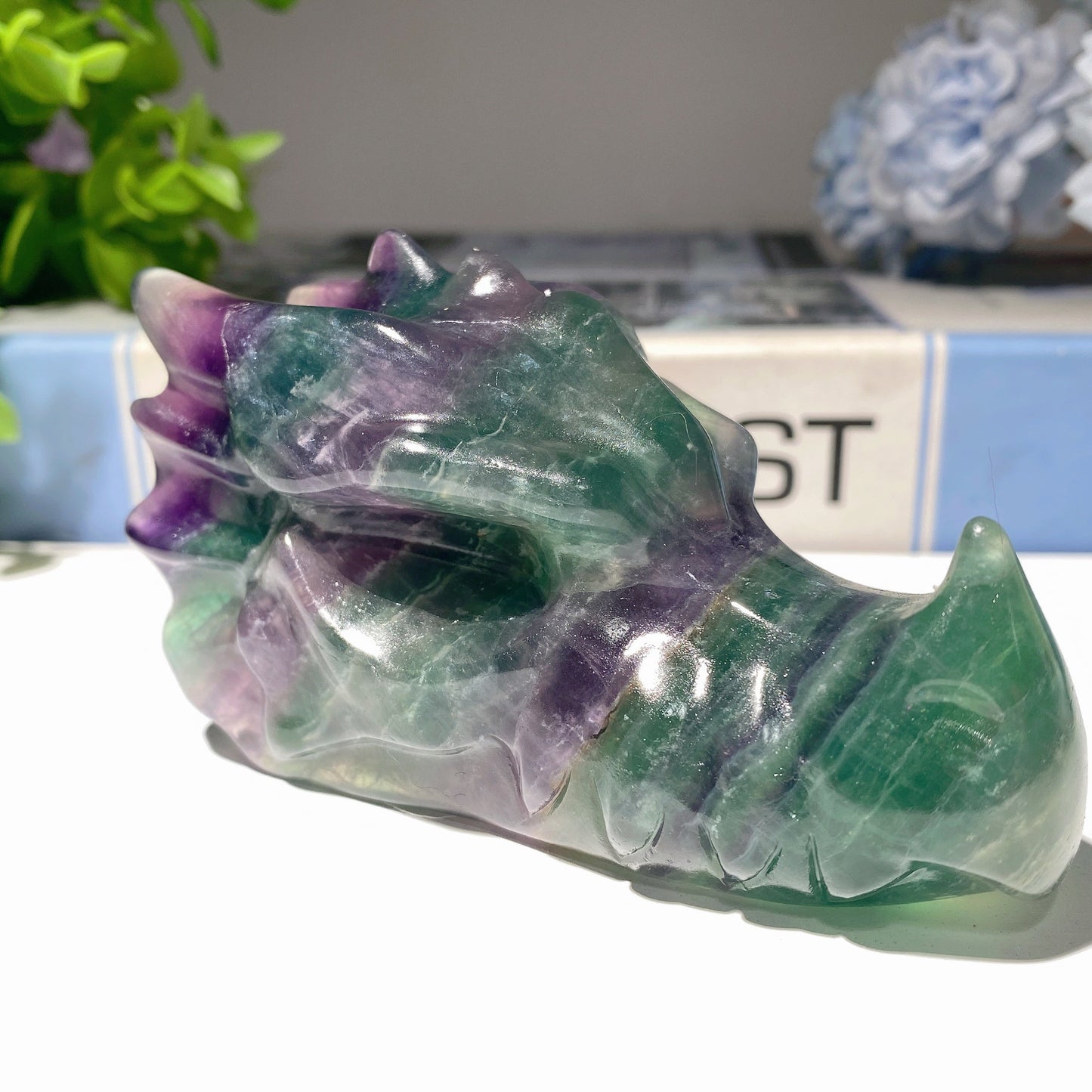 3.7" Fluorite Dragon Head Carvings Bulk Whoelsale