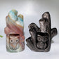 14-16cm Hand Carved Caribbean Calcite Silver Obsidian Owl Tree Hole Carving Free Form Crystal Healing Bulk Wholesale