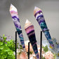 6.5"-9.5" Rainbow Fluorite Wand with Stand Bulk Wholesale