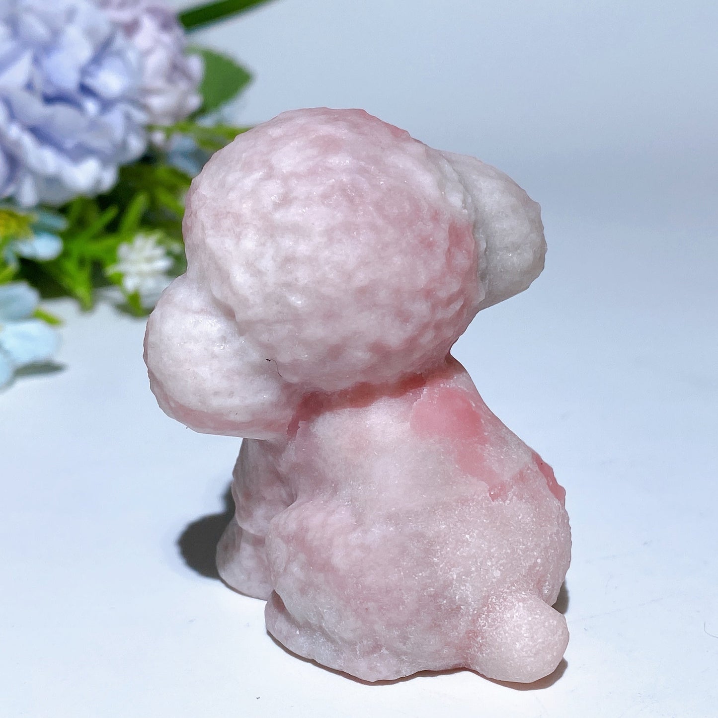 2.2" Pink Opal teddy Dog Carving Crystal Healing Bulk Wholesale