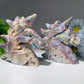 5.0" Aura Druzy Zinc Unicorn Carvings Bulk Wholesale