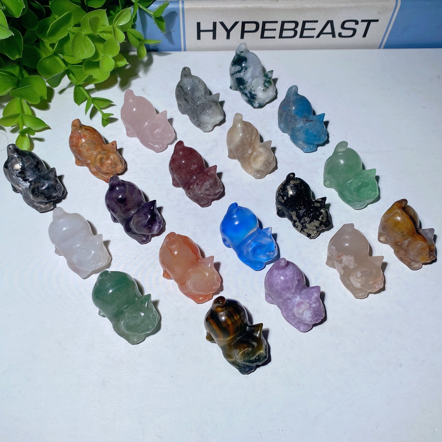 1.2" Mixed Crystal Mini Cat Carvings Bulk Wholesale