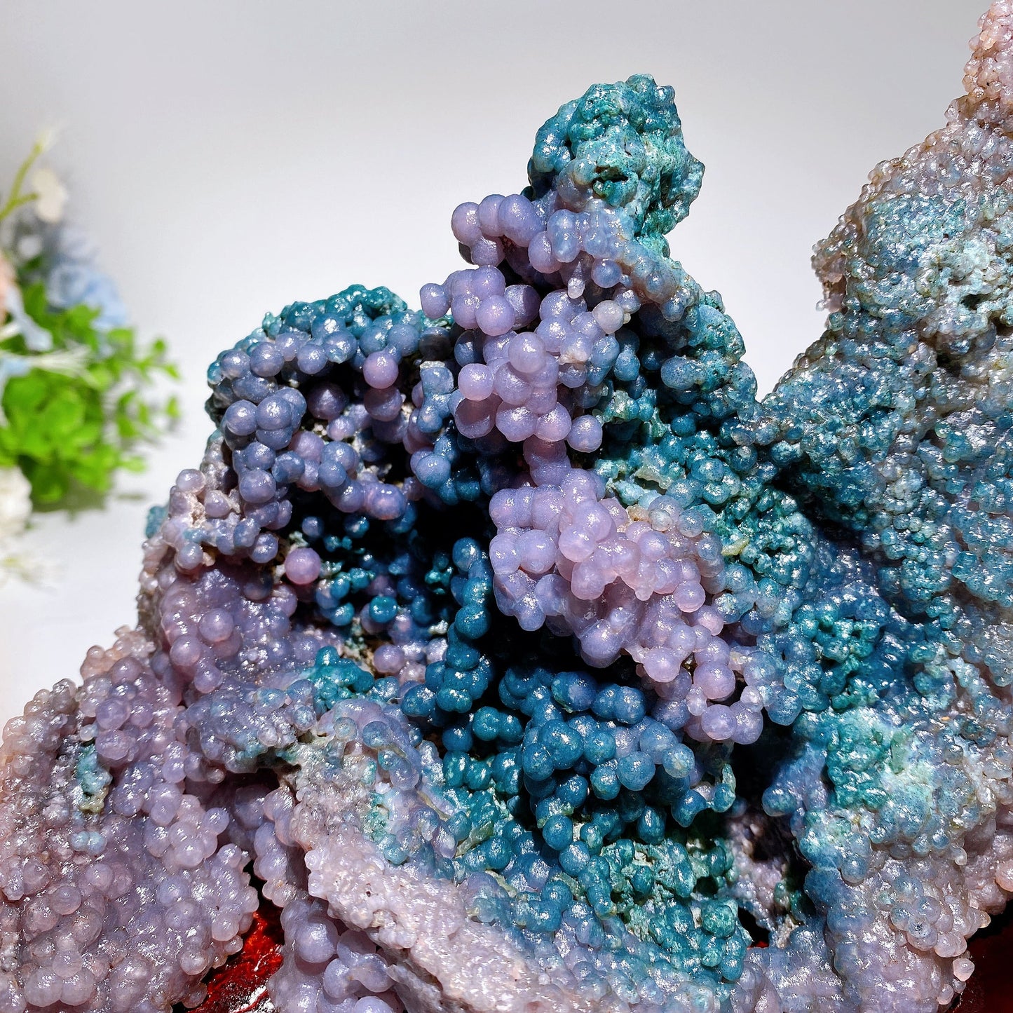 23cm Large unique Grape Agate Specimen with Free Wooden Stand Crystal Healing Bulk Wholesale