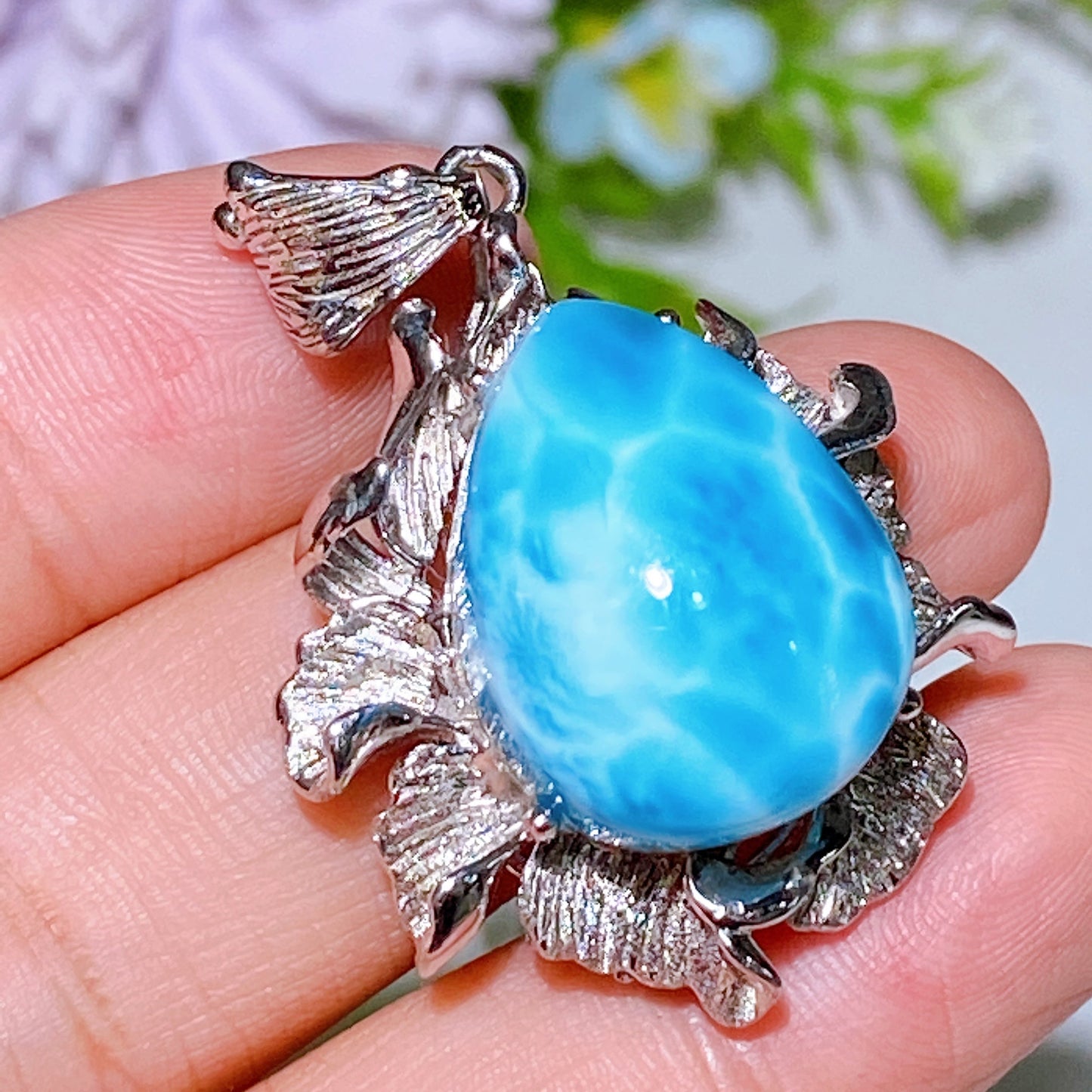 Sterling Silver Larimar Pendant Crystal Healing Bulk Wholesale