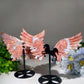 Pink Flower Agate Butterfly Unicorn Wings Carvings with Stand Bulk Wholesale