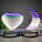 Moss Agate Fluorite Heart Moon Shape Lamp with USB Free Form Bulk Wholesale