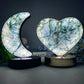 Moss Agate Fluorite Heart Moon Shape Lamp with USB Free Form Bulk Wholesale