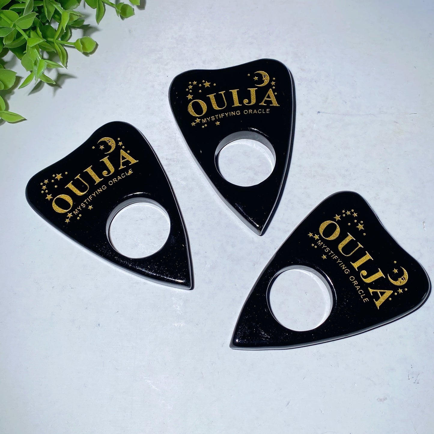 3.9" Black Obsidian Ouija Borad with Golden Printing Carvings Bulk Wholesale