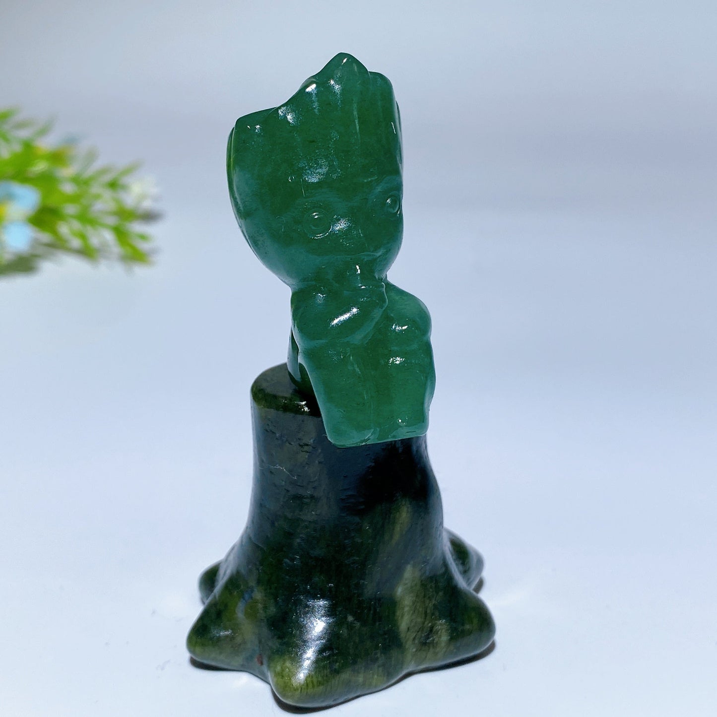 3.0" Crystal Groot on Serpentine Stump Carving Crystal Healing Bulk Wholesale
