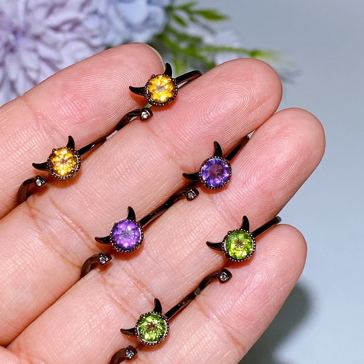 925 Silver Crystal Devil Ring Crystal Healing Bulk Wholesale